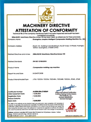 Guangzhou Jeepine Cap stiskalni stroj je bil nagrajen s prestižnim 【EU CE certifikatom】, ki posta...